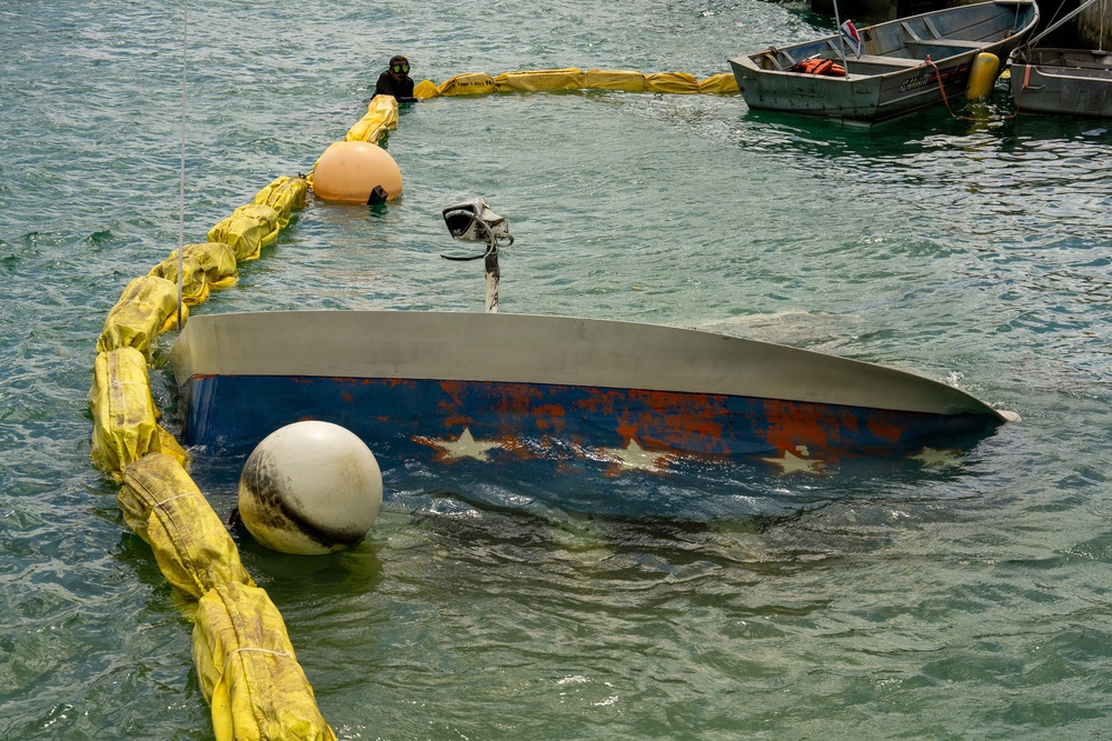 Sunken Boat Removed in Aftermath of Typhoon Sinlaku