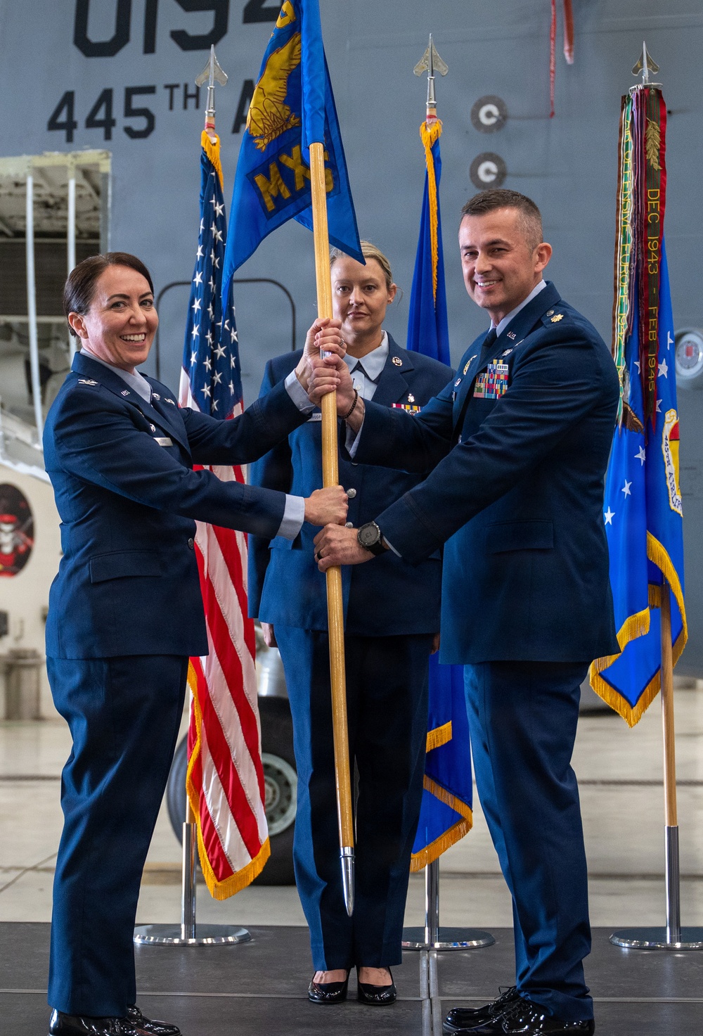 445th Maintenance Group hosts double change of command ceremony
