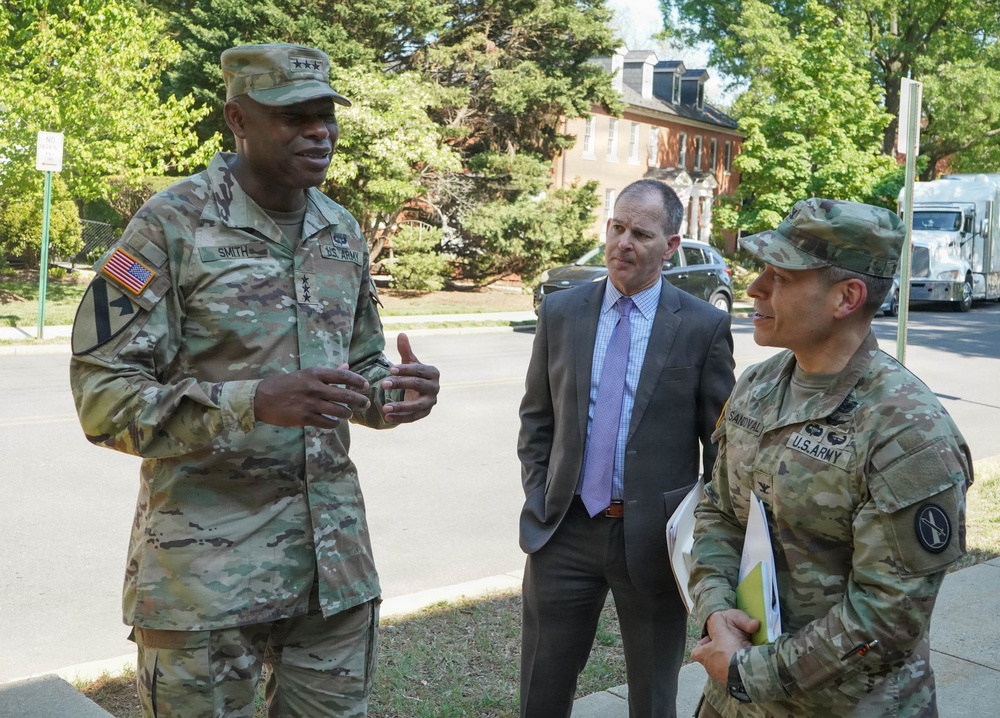 IMCOM Command Team Reviews Infrastructure, Recognizes Workforce during Visit to JBM-HH