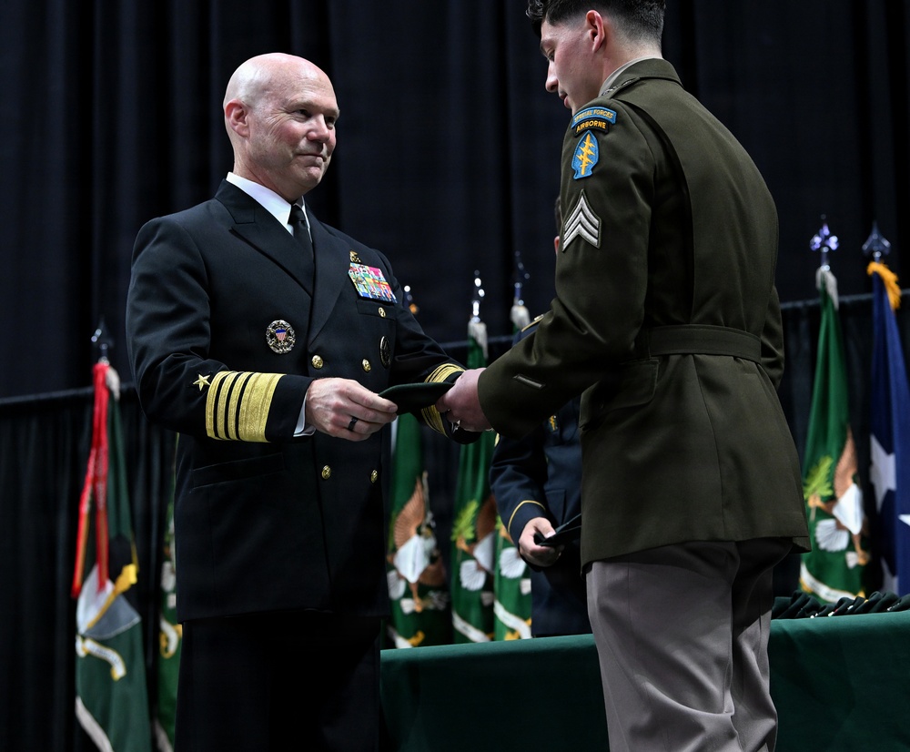 Soldiers Don Green Beret During Special Forces Graduation