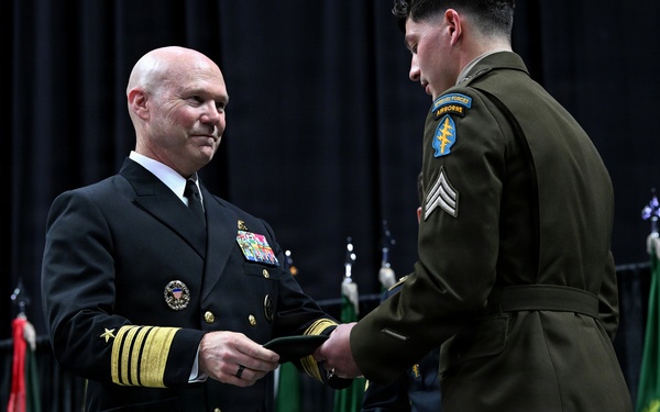 Soldiers Don Green Beret During Special Forces Graduation