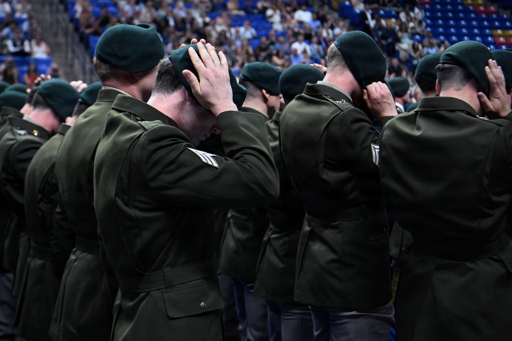 Soldiers Don Green Beret During Special Forces Graduation