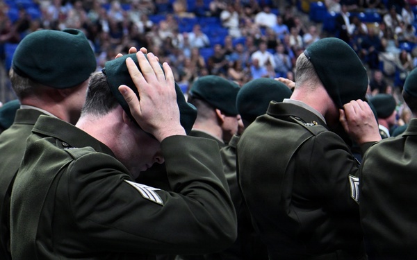 Soldiers Don Green Beret During Special Forces Graduation