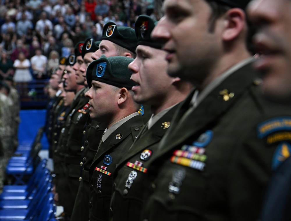 Soldiers Don Green Beret During Special Forces Graduation