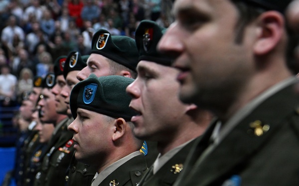 Soldiers Don Green Beret During Special Forces Graduation