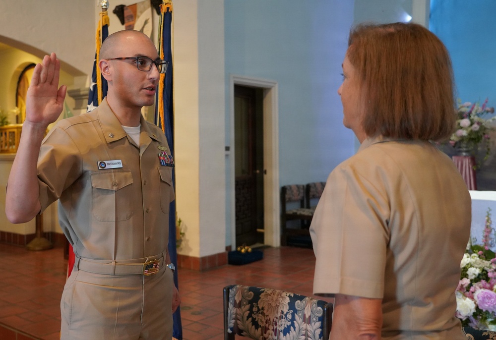 Naval Health Research Center Holds Promotion Ceremony for Director of Administration Cmdr. Nikolas Matos Makris