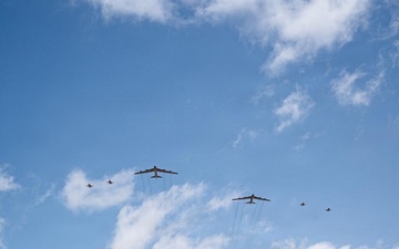 US B-52s, Moroccan F-16s fly overhead during African Lion 26, underscoring Morocco's first JTAC qualification course