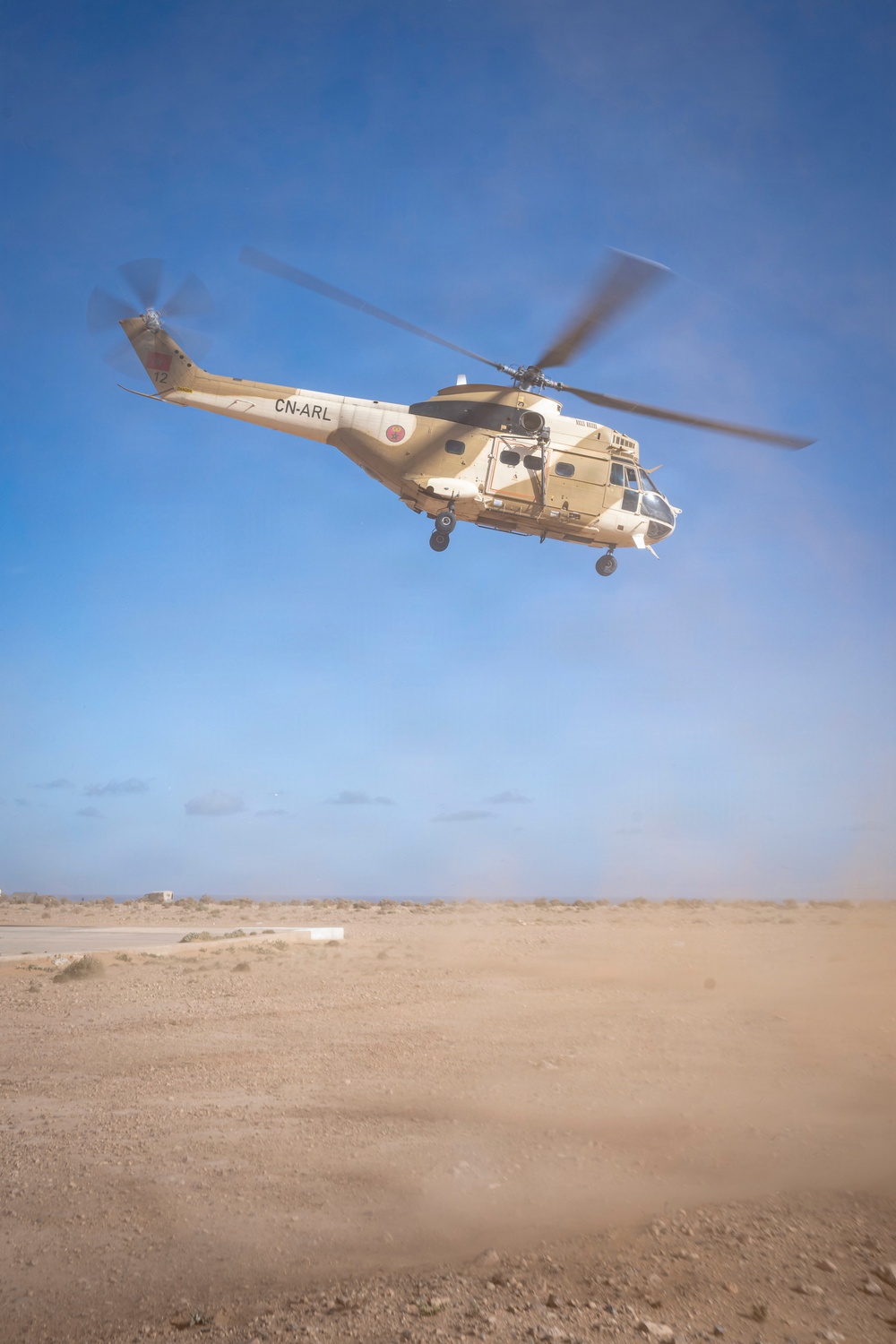 Moroccan Puma helicopter supports multinational JTAC training at African Lion 26