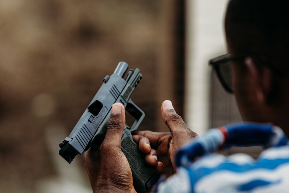 Ivorian law enforcement executes pistol marksmanship drills during Flintlock 26