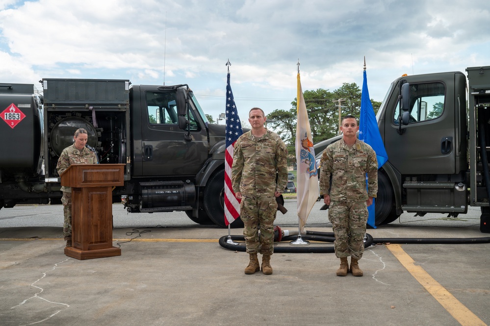 New Jersey Air National Guard Airman receives Bronze Star medal during ceremony at the 177th Fighter Wing