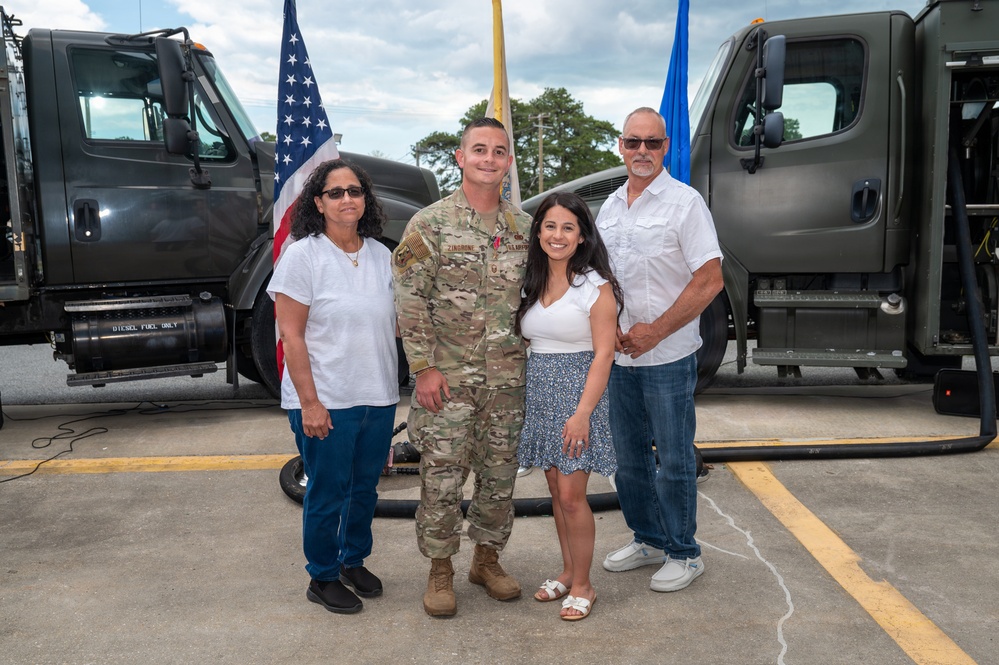 New Jersey Air National Guard Airman receives Bronze Star medal during ceremony at the 177th Fighter Wing