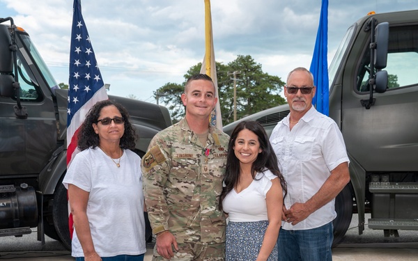 New Jersey Air National Guard Airman receives Bronze Star medal during ceremony at the 177th Fighter Wing