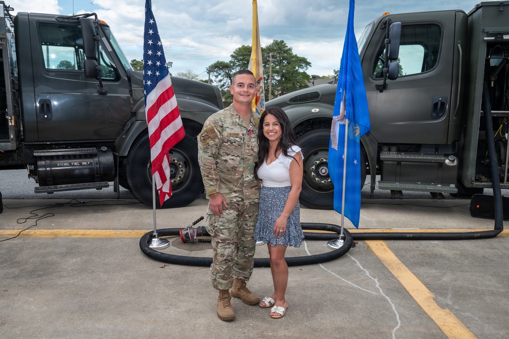 New Jersey Air National Guard Airman receives Bronze Star medal during ceremony at the 177th Fighter Wing