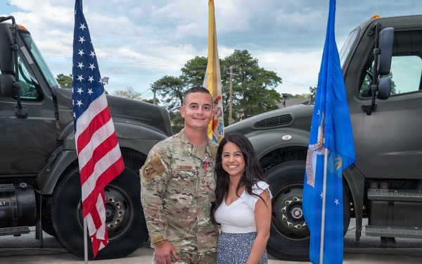 New Jersey Air National Guard Airman receives Bronze Star medal during ceremony at the 177th Fighter Wing