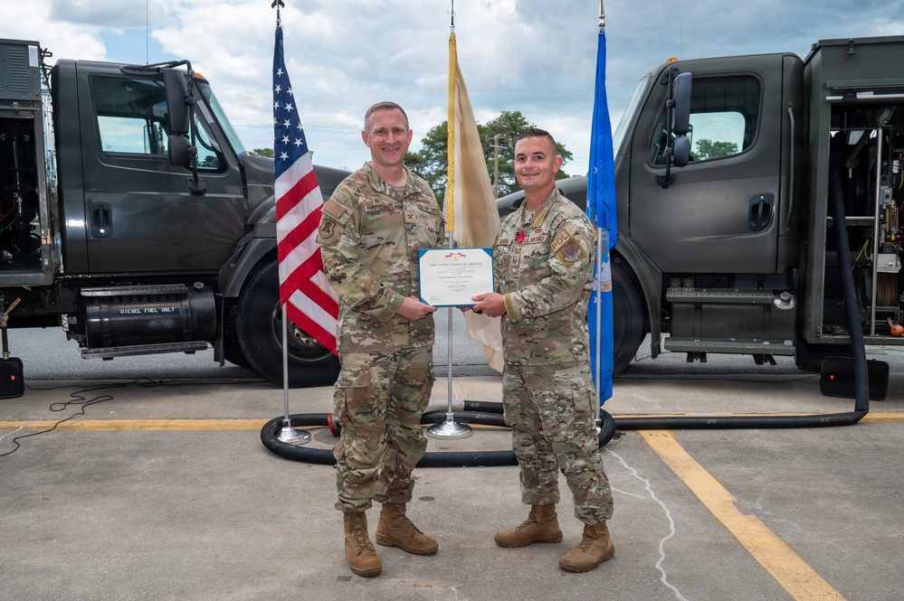 New Jersey Air National Guard Airman receives Bronze Star medal during ceremony at the 177th Fighter Wing