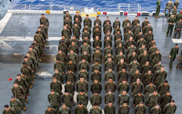 11th MEU Marines, USS Boxer Sailor Graduate Corporals Course While Underway