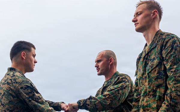 11th MEU Marines, USS Boxer Sailor Graduate Corporals Course While Underway