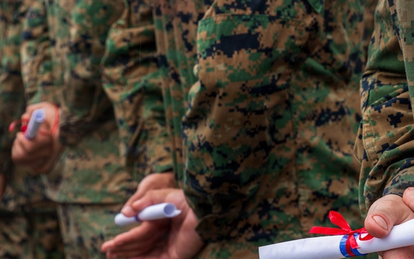11th MEU Marines, USS Boxer Sailor Graduate Corporals Course While Underway