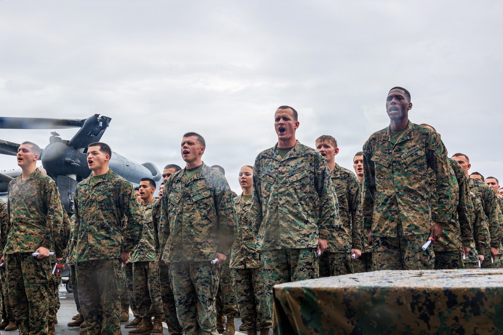 11th MEU Marines, USS Boxer Sailor Graduate Corporals Course While Underway