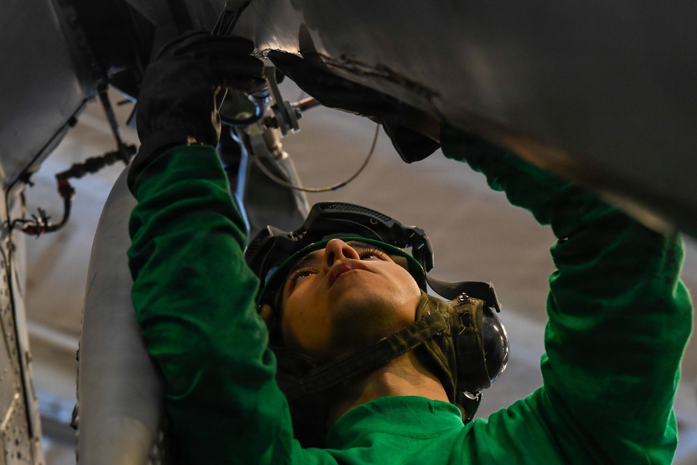 US Navy Sailors Perform Maintenance Aboard USS Theodore Roosevelt
