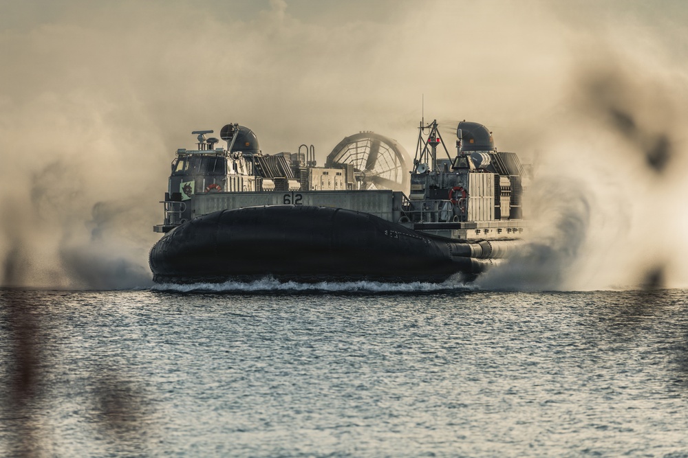 LCAC 52 and LCAC 62 arrive in Guam to support Typhoon Sinlaku recovery efforts