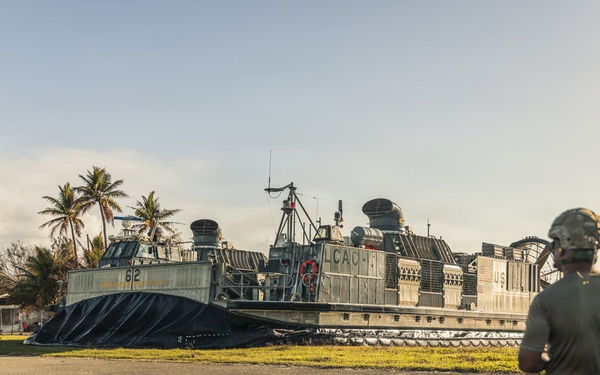 LCAC 52 and LCAC 62 arrive in Guam to support Typhoon Sinlaku recovery efforts