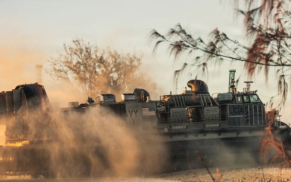 LCAC 52 and LCAC 62 arrive in Guam to support Typhoon Sinlaku recovery efforts