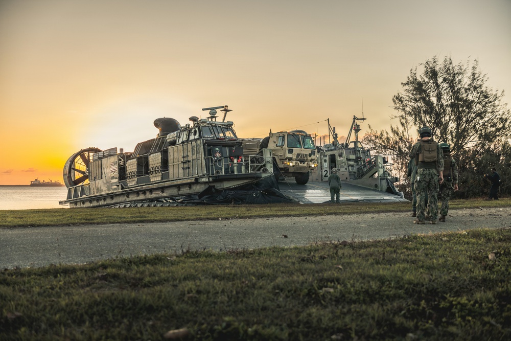 LCAC 52 and LCAC 62 arrive in Guam to support Typhoon Sinlaku recovery efforts