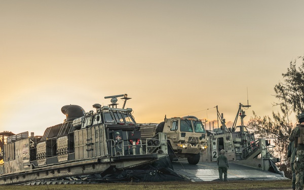 LCAC 52 and LCAC 62 arrive in Guam to support Typhoon Sinlaku recovery efforts