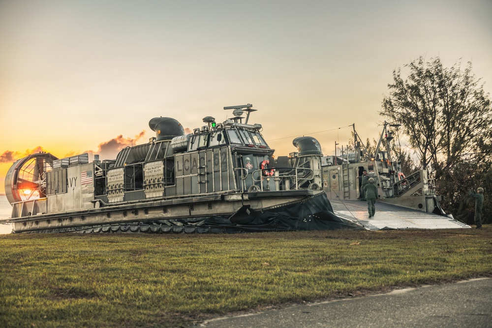 LCAC 52 and LCAC 62 arrive in Guam to support Typhoon Sinlaku recovery efforts