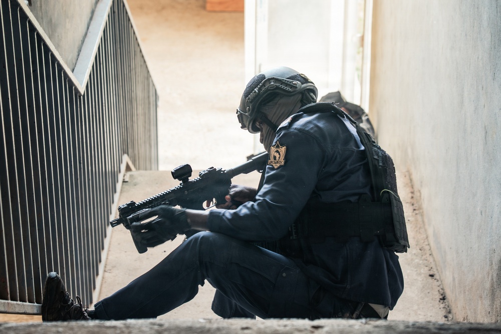 Ivorian national police officers execute urban clearing operations during Flintlock 26