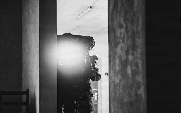 Ivorian national police officers execute urban clearing operations during Flintlock 26