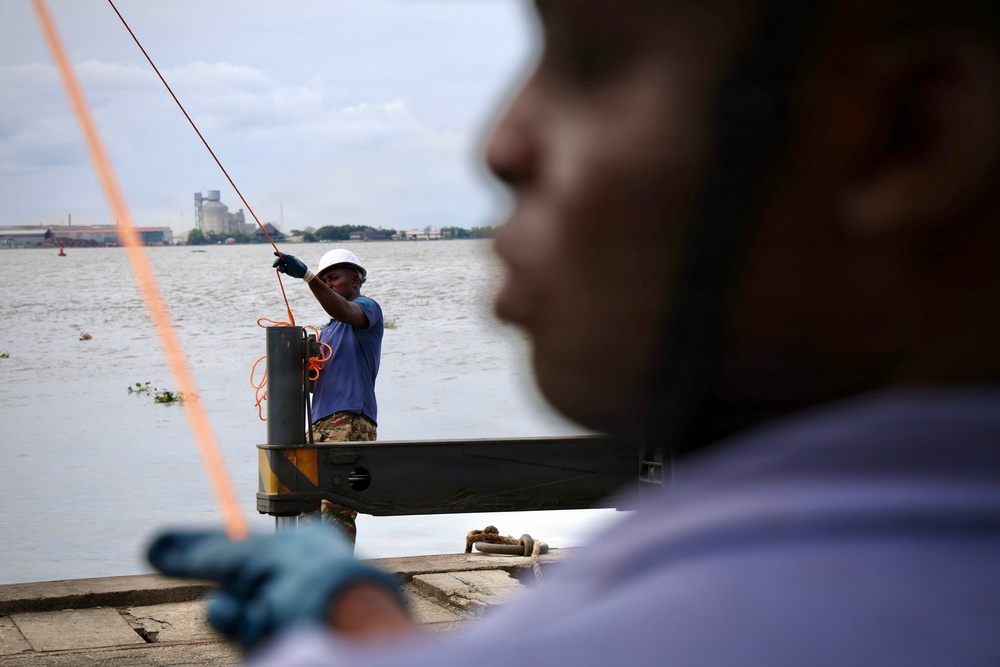 Seabees, Partner Forces Establish Floating Dock Capability During Obangame Express 2026