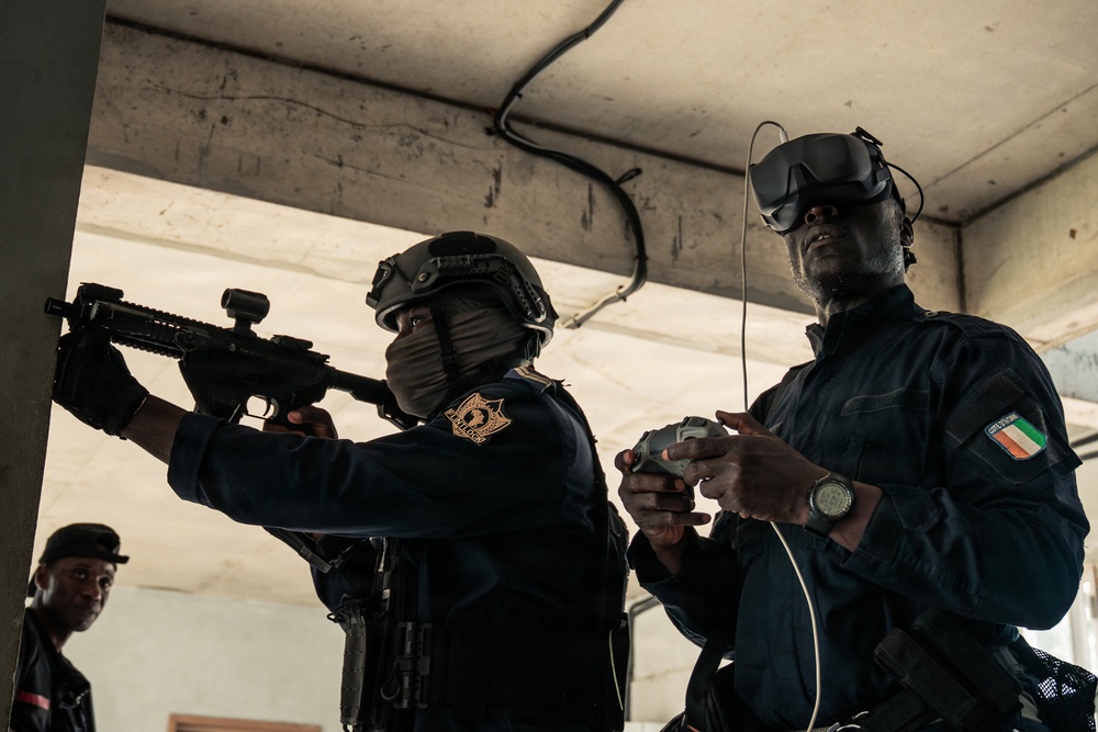 Ivorian national police officers execute urban clearing operations during Flintlock 26