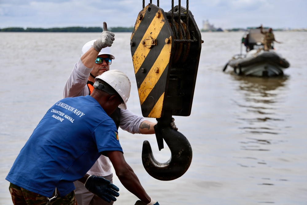 Seabees, Partner Forces Establish Floating Dock Capability During Obangame Express 2026