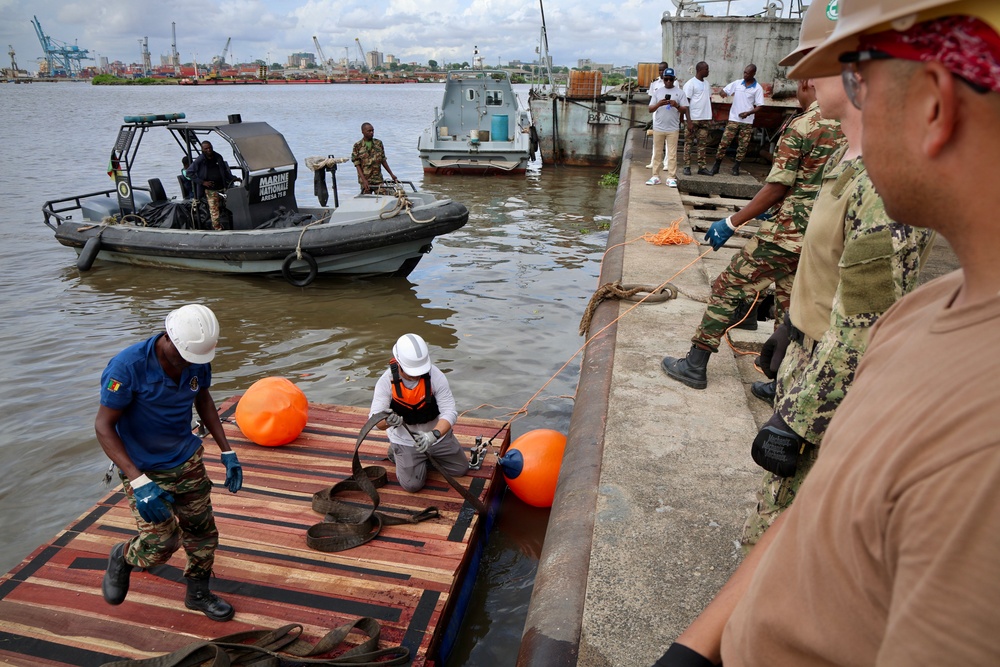 Seabees, Partner Forces Establish Floating Dock Capability During Obangame Express 2026