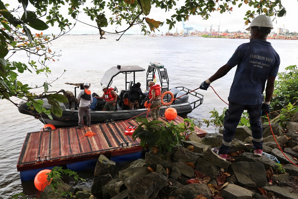 Seabees, Partner Forces Establish Floating Dock Capability During Obangame Express 2026