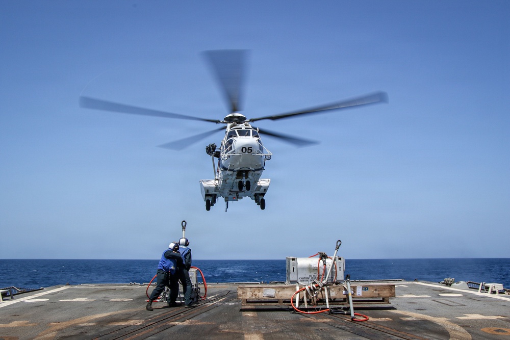 Frank E. Petersen Jr. Conducts Vertical Replenishment-at-Sea with Wally Schirra