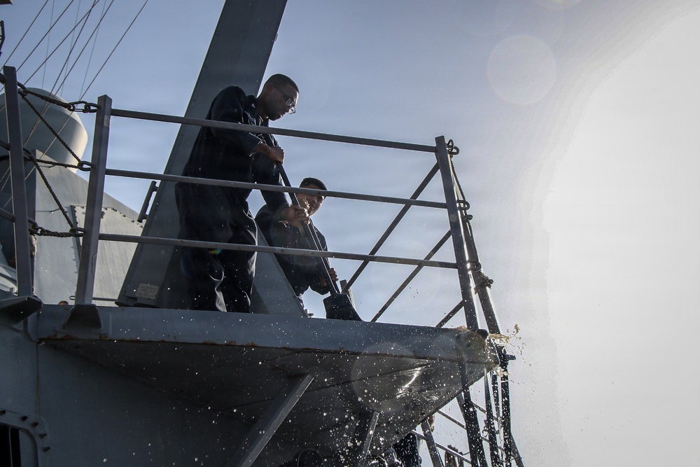 Frank E. Petersen Jr. Conducts Fresh Water Wash Down