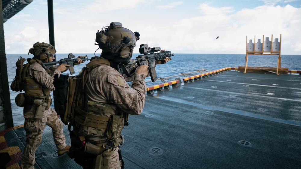 11th MEU Maritime Raid Force Conducts Marksmanship Training Aboard USS Boxer