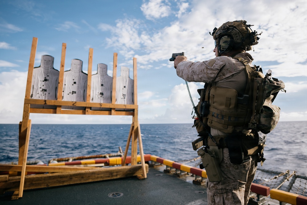 11th MEU Maritime Raid Force Conducts Marksmanship Training Aboard USS Boxer