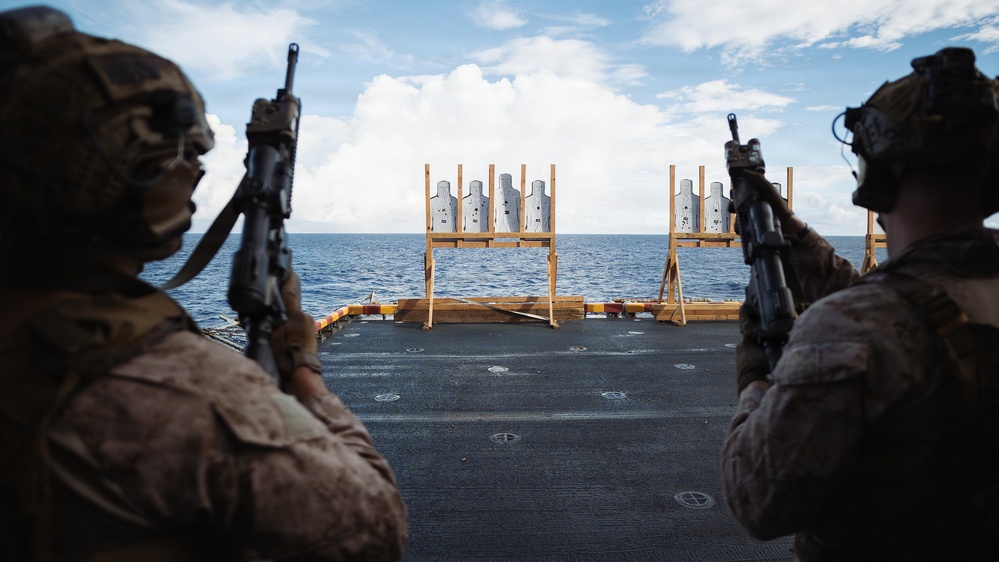 11th MEU Maritime Raid Force Conducts Marksmanship Training Aboard USS Boxer