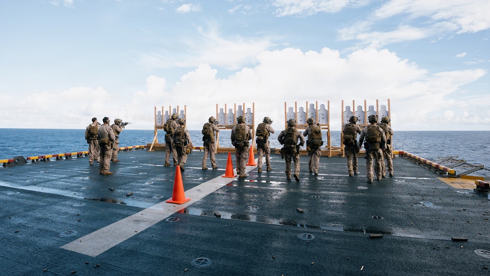 11th MEU Maritime Raid Force Conducts Marksmanship Training Aboard USS Boxer