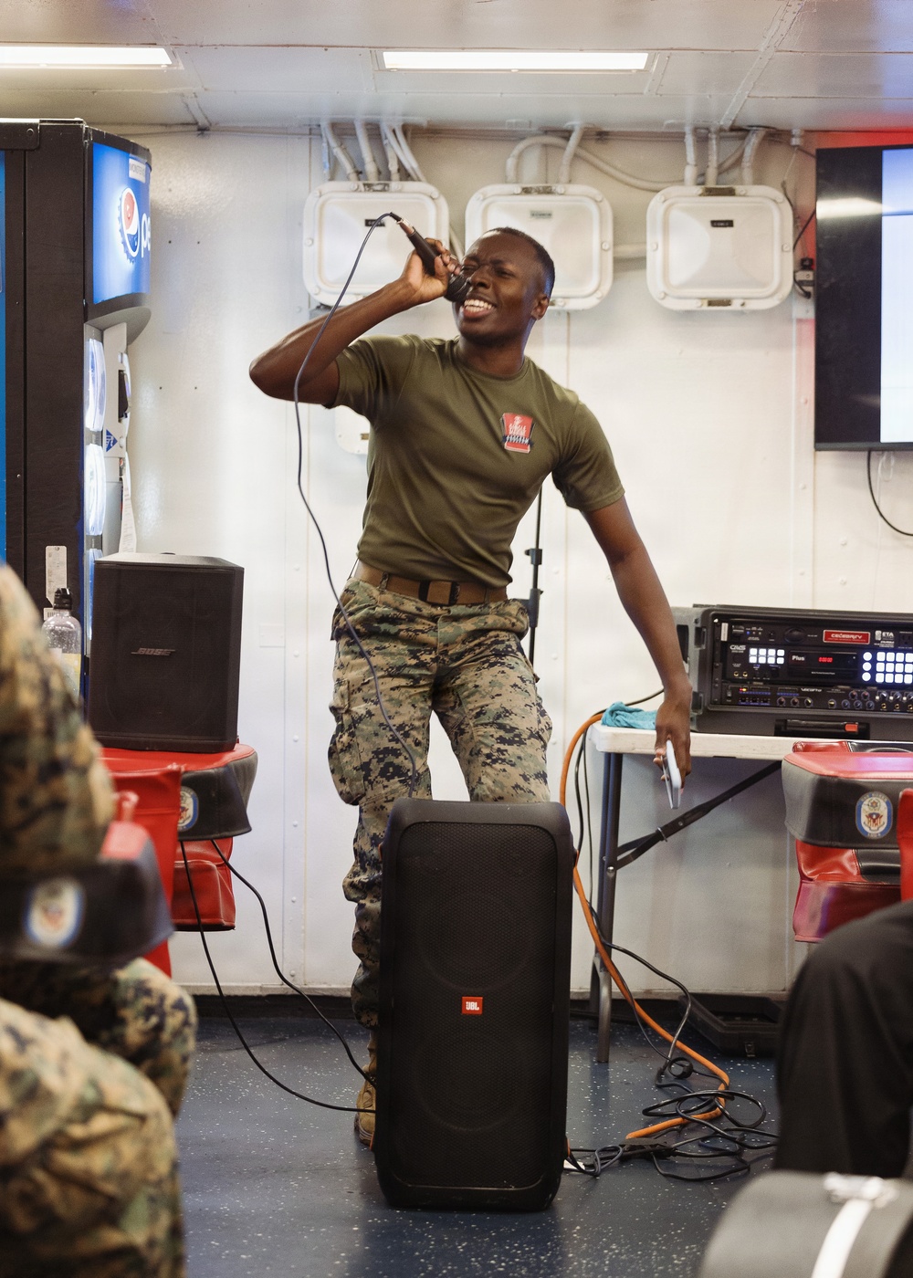 11th MEU Marines, Sailors Host Open Mic Aboard USS Boxer