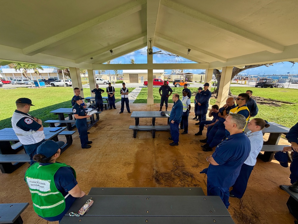 U.S. Coast Guard incident management team meets for operations
