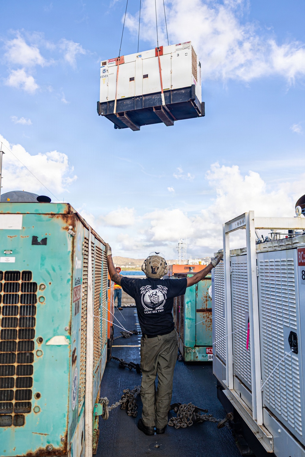 ACU-5 Sailors Transport Generators during DSCA Operations