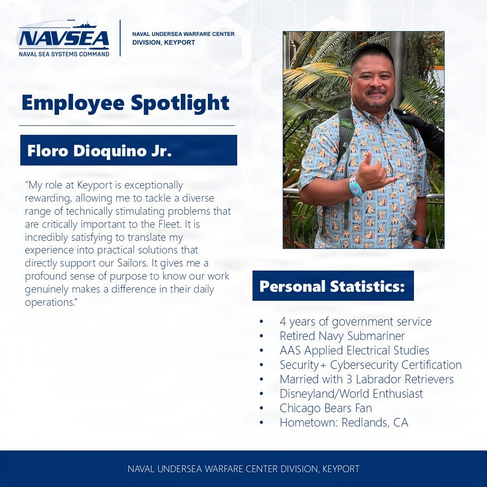 NUWC Division, Keyport Employee Spotlight: Floro Dioquino