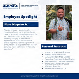 NUWC Division, Keyport Employee Spotlight: Floro Dioquino