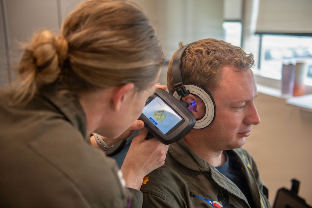 Naval Aviator outfitted for Custom Ear Protection