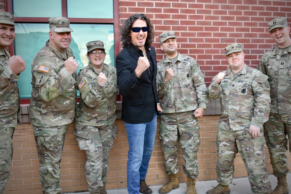 Soldiers with Dave Bray at Pennsylvania baseball opening night